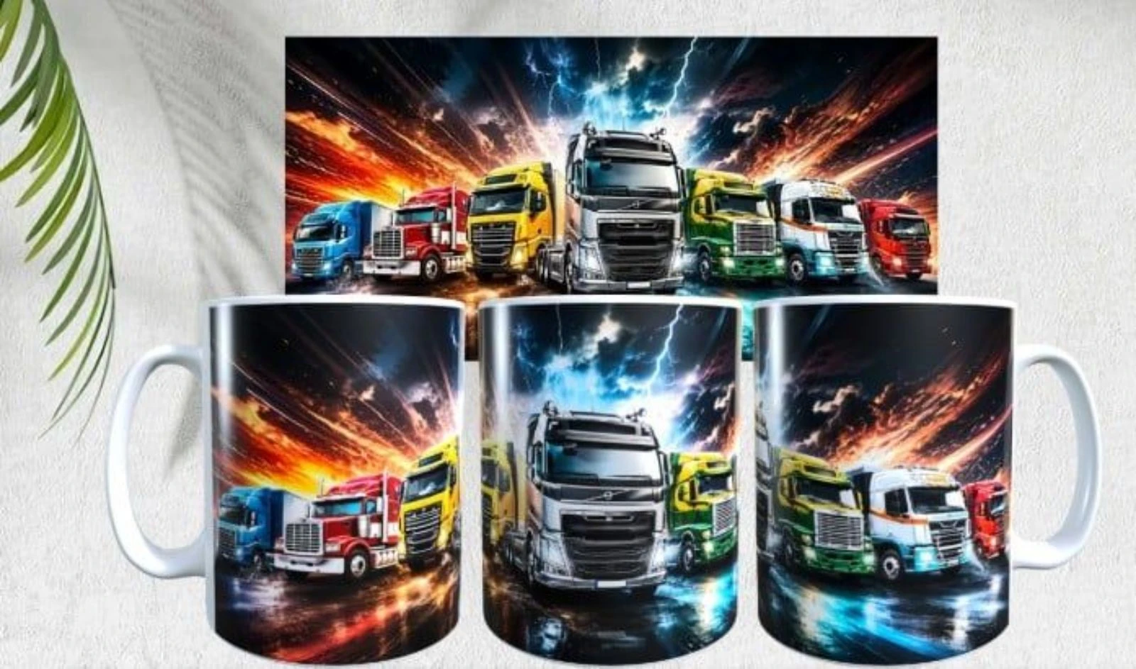 Mug multicolores camions, trucks, métier, passionné